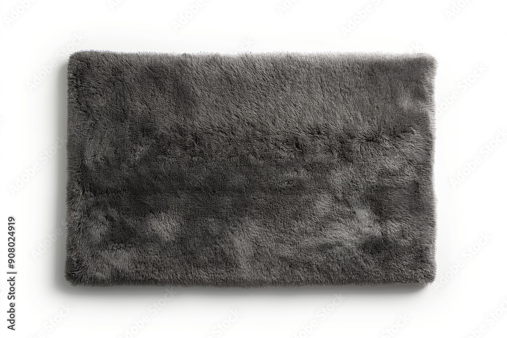 This luxurious and exceptionally soft gray faux fur rug is perfect for adding warmth, isolated on white background This luxurious and exceptionally soft gray faux fur rug is perfect for adding warmth, isolated on white background