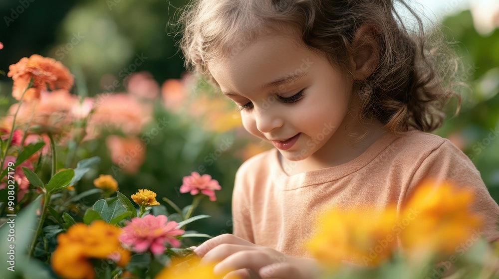Blossoming Wonder - Kids Exploring a Vibrant Flower Garden with Mindfulness and Curiosity Blossoming Wonder - Kids Exploring a Vibrant Flower Garden with Mindfulness and Curiosity