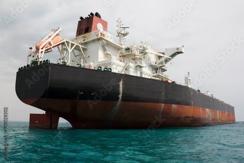 Photos An oil tanker in the Persian Gulf is anchored and waiting to be loaded with oil barrels