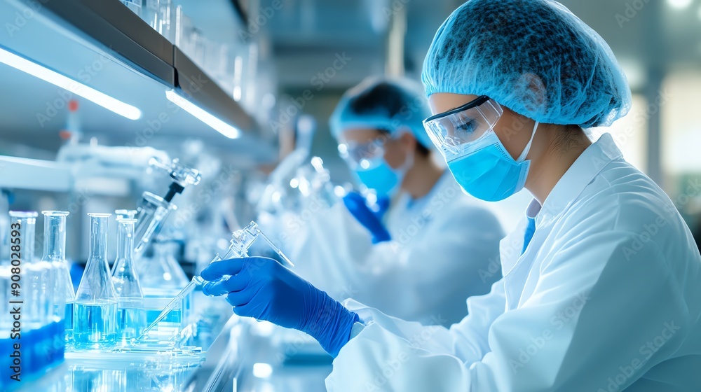 A research team developing a new surgical system, with a surgeon testing the equipment in a controlled environment, ensuring precision and reliability. A research team developing a new surgical system, with a surgeon testing the equipment in a controlled environment, ensuring precision and reliability.