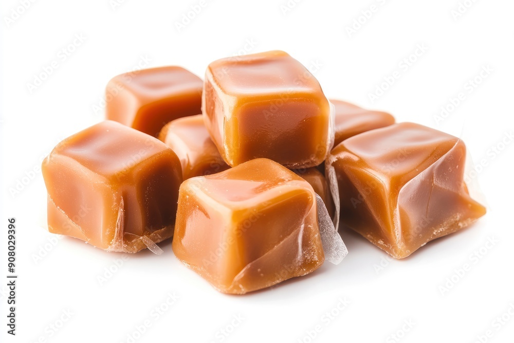 Caramel candy, isolated on white background, full depth of field , ai Caramel candy, isolated on white background, full depth of field , ai