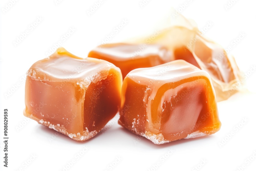 Caramel candy, isolated on white background, full depth of field , ai Caramel candy, isolated on white background, full depth of field , ai