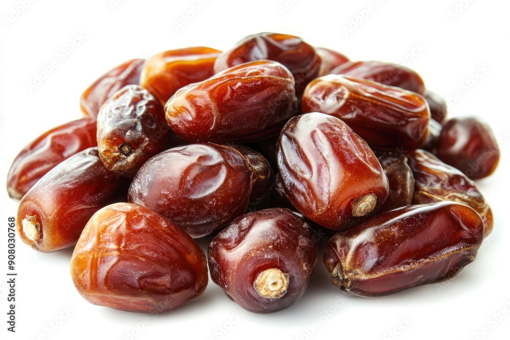 Obraz premium Dates isolated on white background, full depth of field, ai