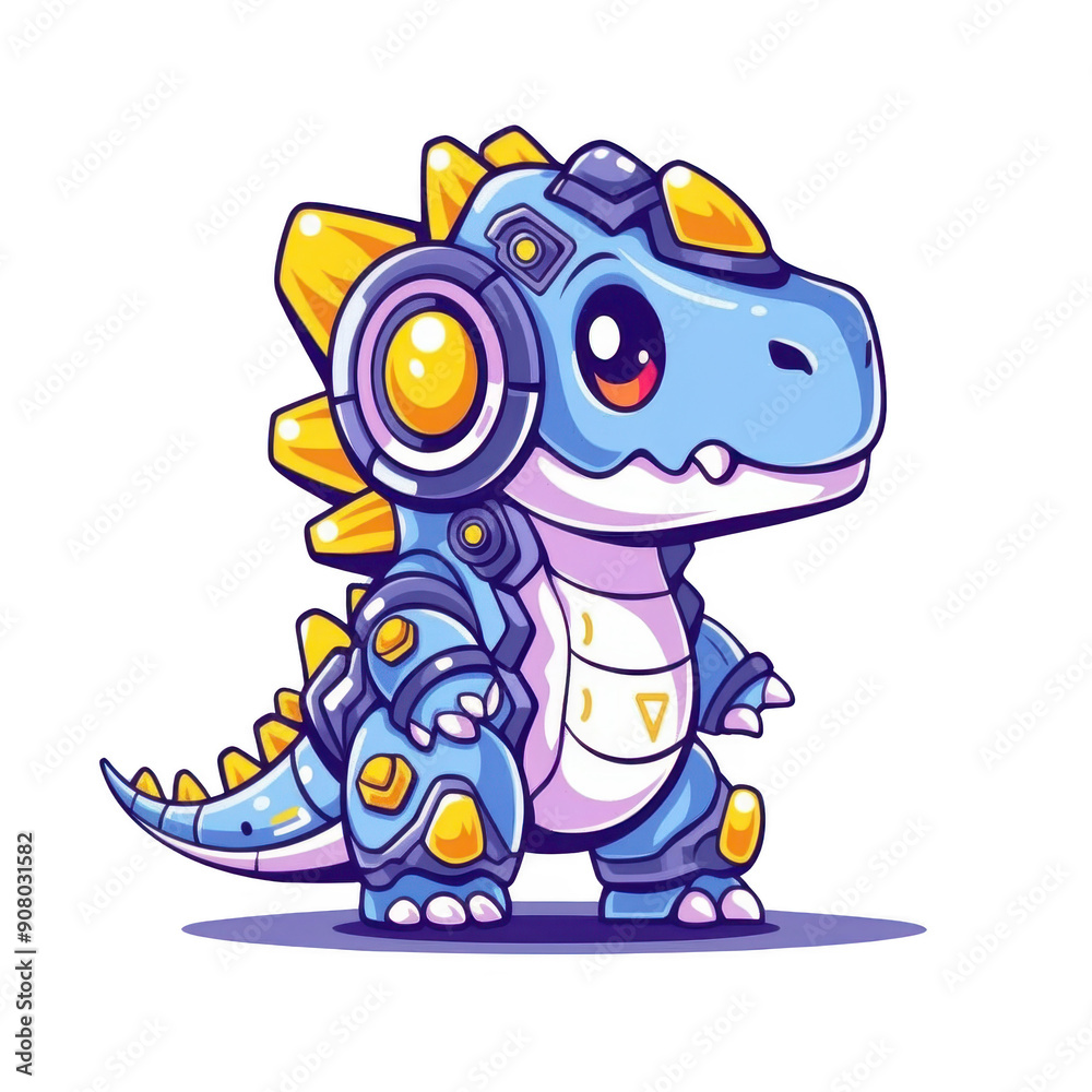 Fototapeta premium Cute Dinosaur with Headphones