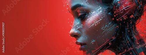 A vibrant, colorful photo-realistic of A minimal and dynamic digital illustration depicting the face of an cute girl. photo