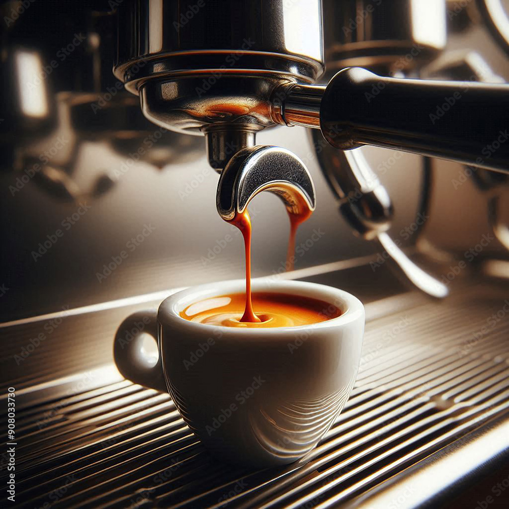 An espresso machine in the process of brewing a shot Generated by AI An espresso machine in the process of brewing a shot Generated by AI
