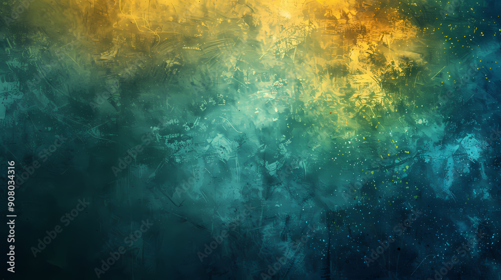 Obraz premium Abstract background with a gradient of teal, green, and yellow. The texture is rough and has a distressed look.