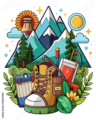 hiking colorful vector t-shirt design,hiking printable design svg