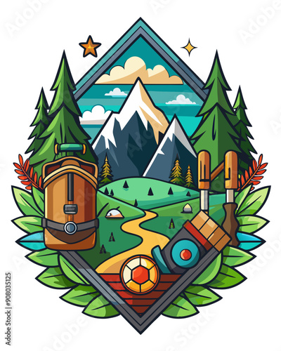 hiking colorful vector t-shirt design,hiking printable design svg
