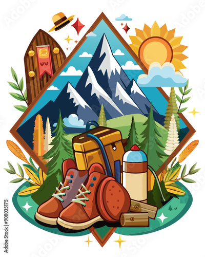 hiking colorful vector t-shirt design,hiking printable design svg