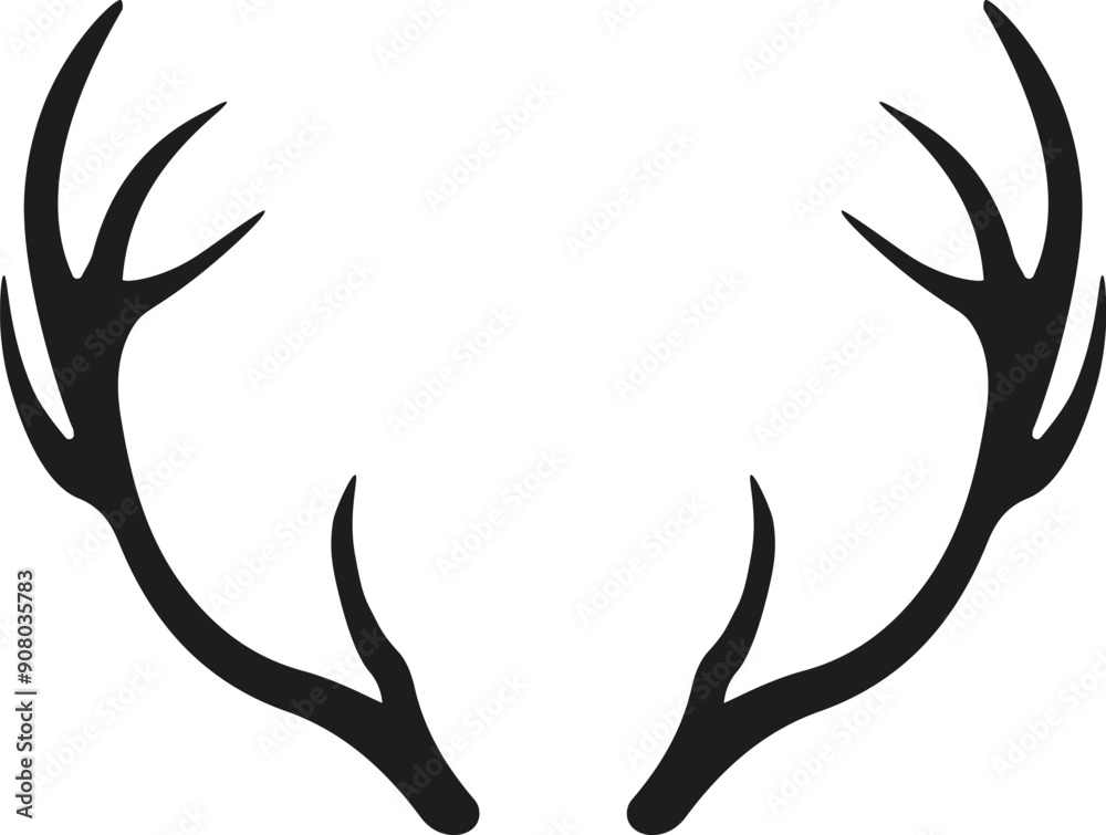 Black silhouette of deer horns icon. Deer antlers. Vector. Flat design. Black silhouette of deer horns icon. Deer antlers. Vector. Flat design.