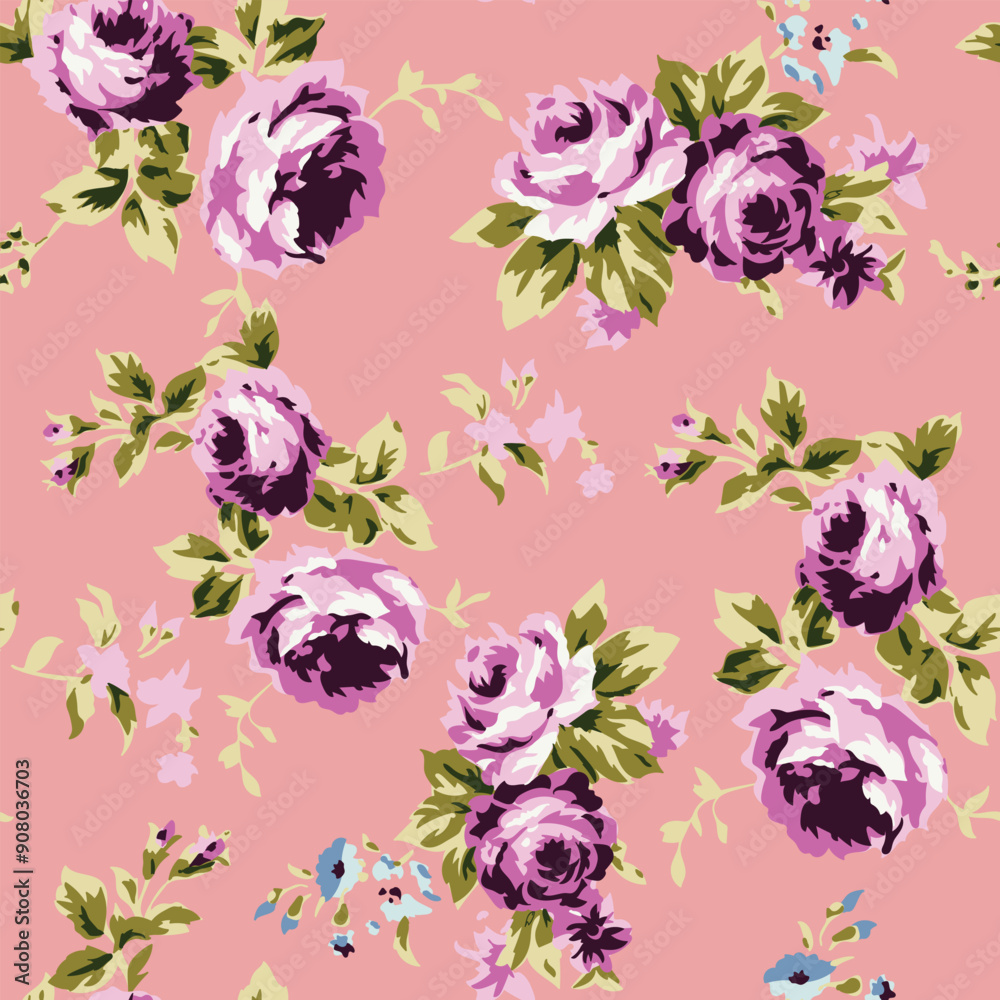 Vintage floral rose pattern, seamless pattern design for digital and print use