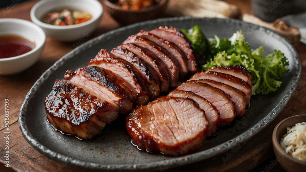 korean bbq, wooden background korean bbq, wooden background
