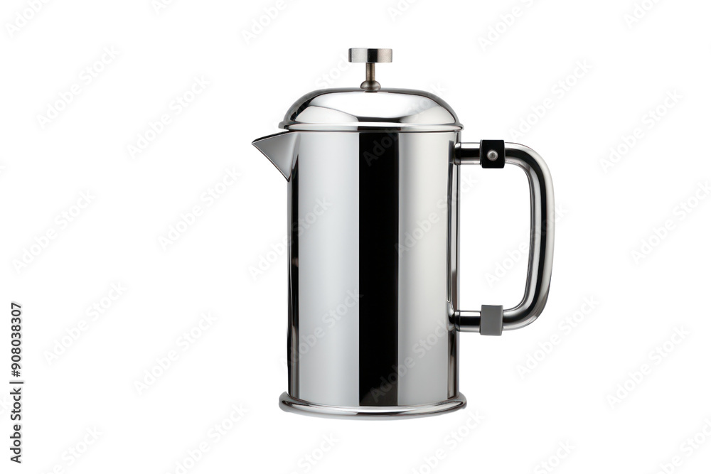 classic stainless steel coffee maker with a timeless design, isolated on a white background classic stainless steel coffee maker with a timeless design, isolated on a white background