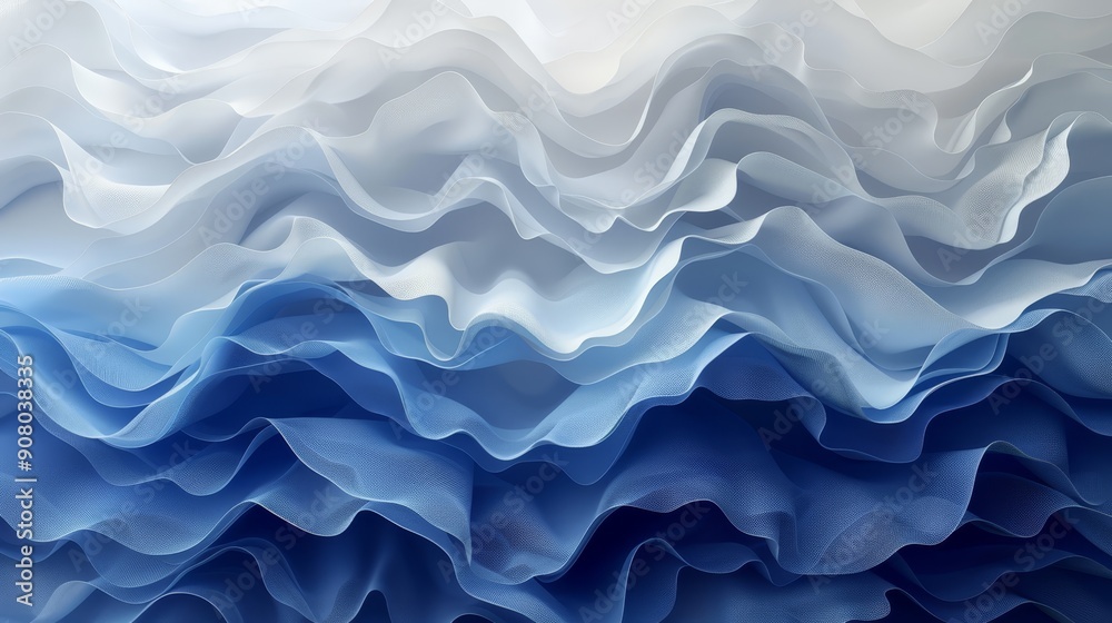 Layered Abstract Blue and White Waves Layered Abstract Blue and White Waves