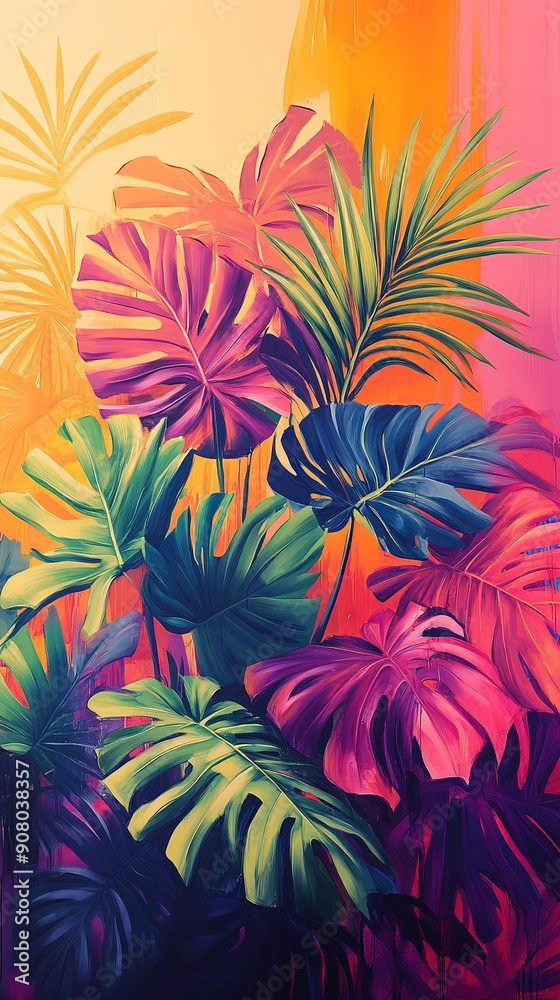 Vibrant Tropical Plant Banner with Exotic Patterns Vibrant Tropical Plant Banner with Exotic Patterns