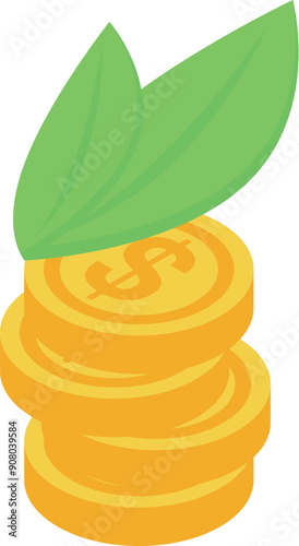 This isometric illustration represents the concept of sustainable investment and ethical finance