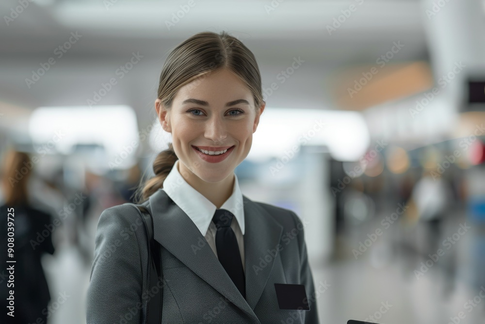 Smiling Businesswoman in Airport Smiling Businesswoman in Airport
