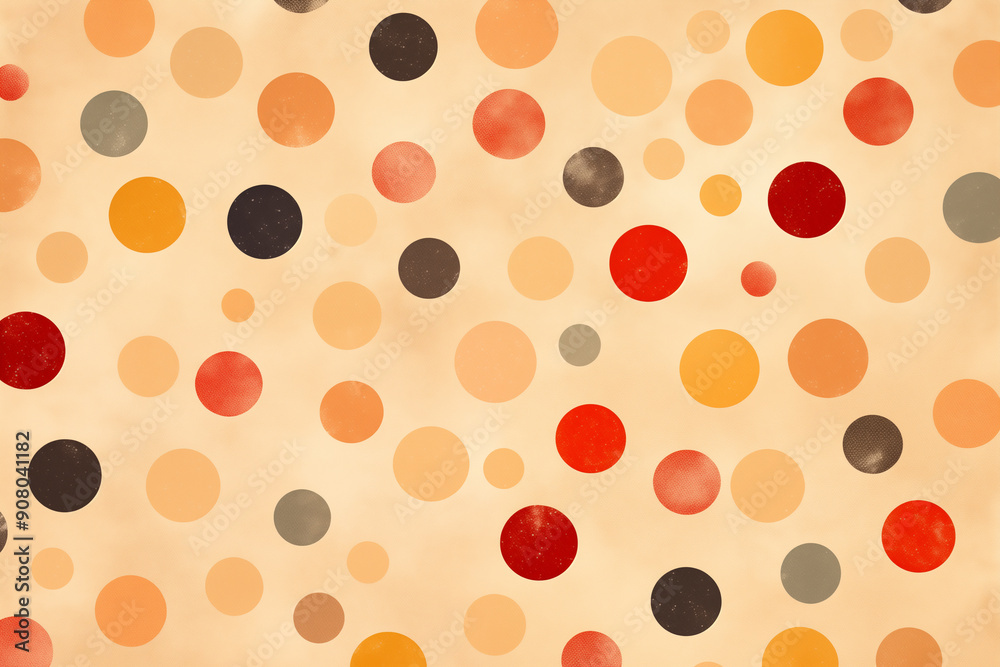 Retro Polka Dots in Warm Earthy Tones on Textured Background Retro Polka Dots in Warm Earthy Tones on Textured Background