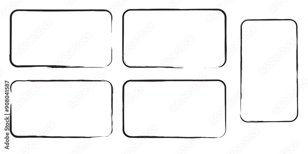 Hand drawn sketch frame vector. Simple doodle rectangle pencil frame border shape. Pencil brush stroke style isolated on white background. eps10 Hand drawn sketch frame vector. Simple doodle rectangle pencil frame border shape. Pencil brush stroke style isolated on white background. eps10