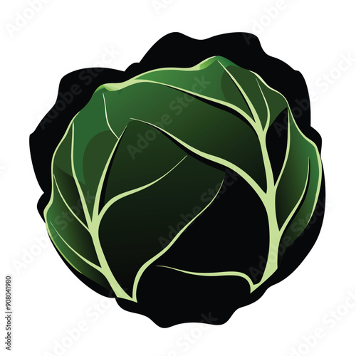Brussel Sprout vector style silhouette, isolate white background, 