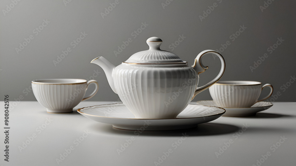 Minimalist photograph of a set of elegant teaware Minimalist photograph of a set of elegant teaware