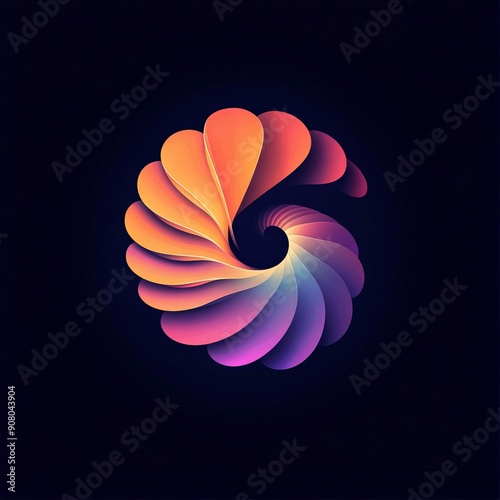 Colorful swirling design element. A vibrant design element with colorful gradients, forming a captivating swirling pattern. Ideal for modern and abstract projects.