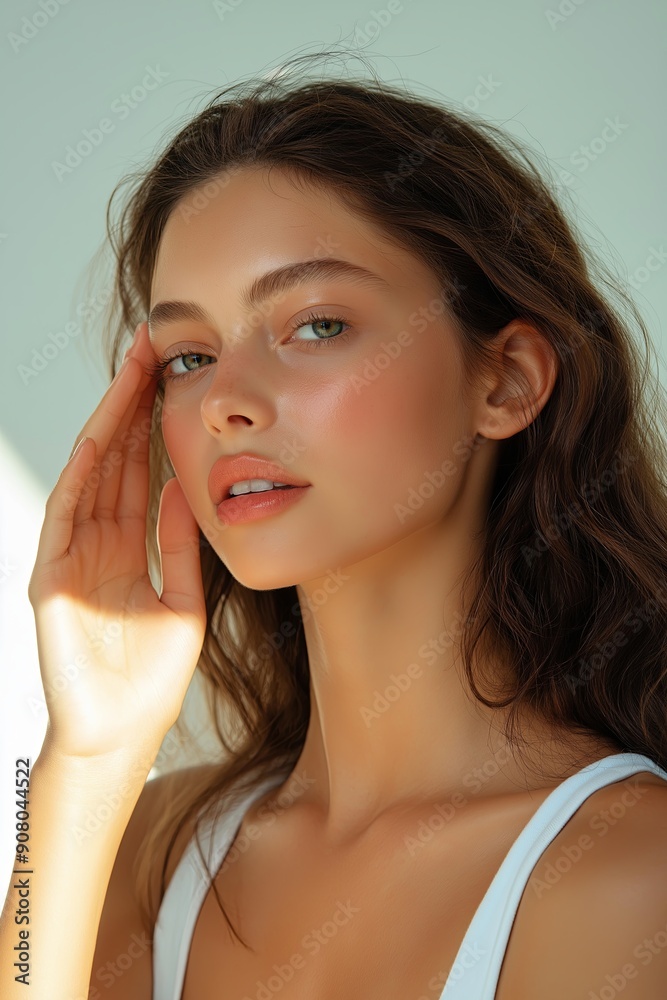 Portrait of a beautiful young woman with clean fresh skin, natural make-up. Portrait of a beautiful young woman with clean fresh skin, natural make-up.