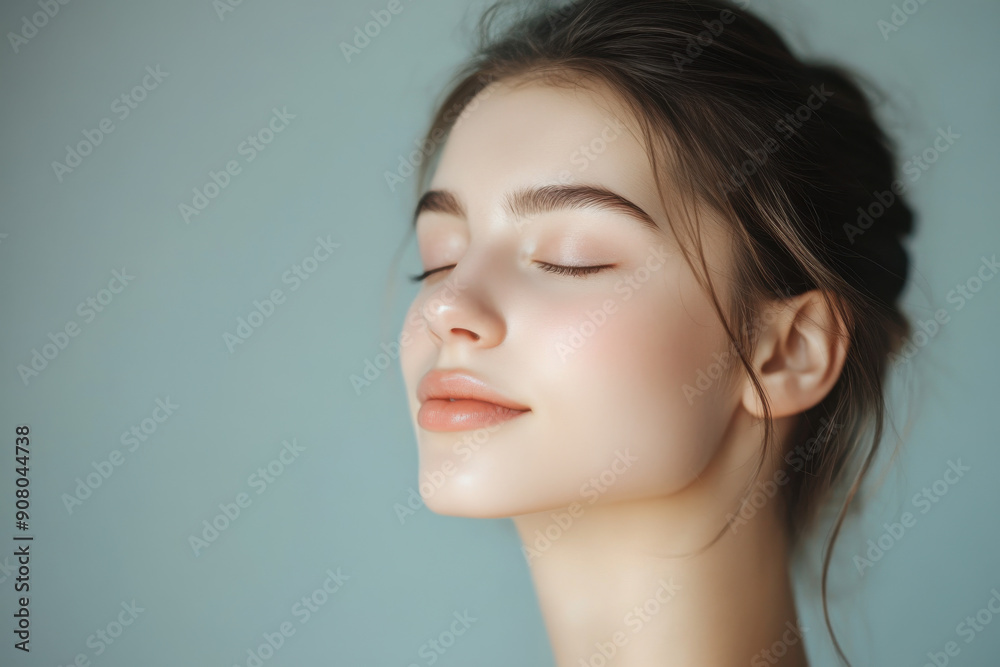 A close up of a girl's face with her eyes closed A close up of a girl's face with her eyes closed