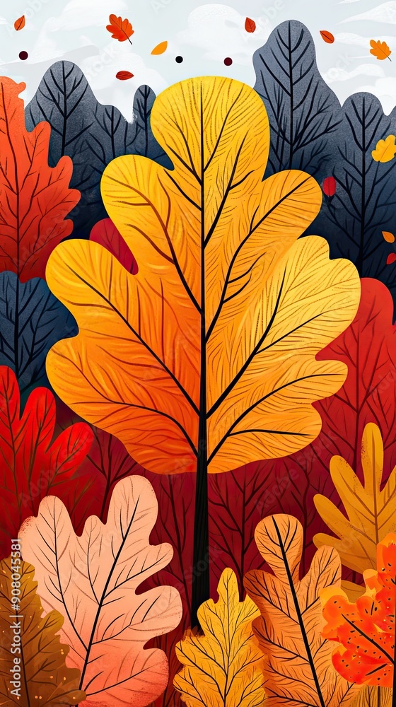 Vibrant Autumn Leaves in a Colorful Landscape Vibrant Autumn Leaves in a Colorful Landscape