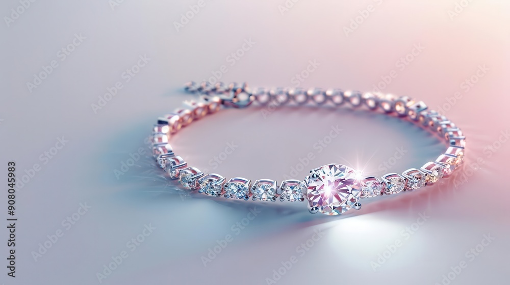 Elegant diamond bracelet, white background, luxury jewelry Elegant diamond bracelet, white background, luxury jewelry