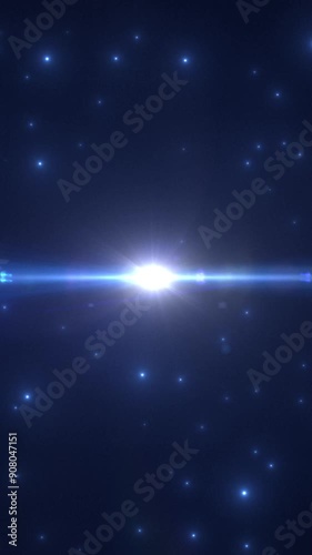 Vertical Abstract Blue Particles Background with Flares