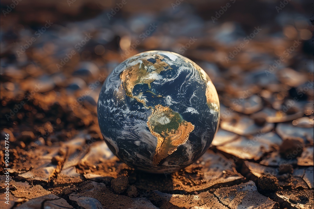 Detailed shot of a cracked Earth reflecting the severity of global warming, earth tones Detailed shot of a cracked Earth reflecting the severity of global warming, earth tones