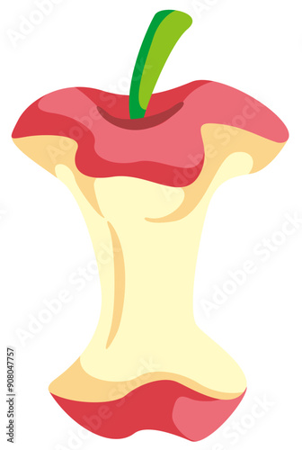 食べて芯だけ残った赤いリンゴのイラストアイコン