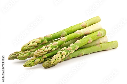 Fresh green asparagus spears on white background