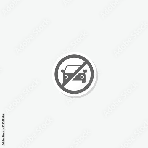 No car parking sign sticker isolated on gray background