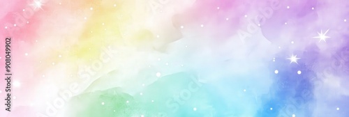 Abstract Watercolor Rainbow Galaxy Background