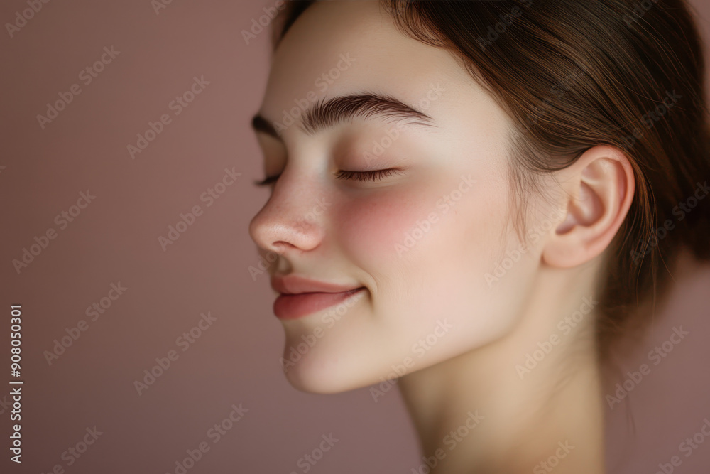 A close up of a girl's face with her eyes closed A close up of a girl's face with her eyes closed