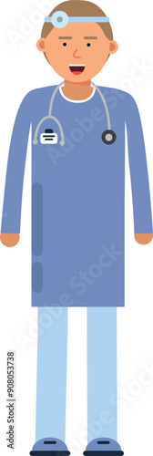 Otolaryngologist doctor. Family medical worker color icon