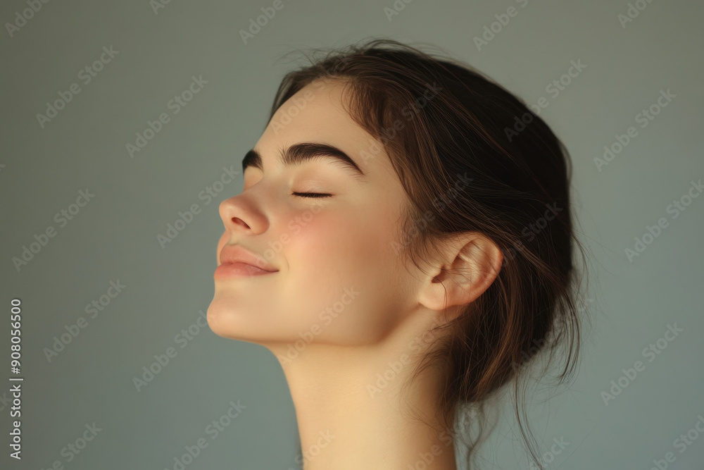 A close up of a girl's face with her eyes closed A close up of a girl's face with her eyes closed