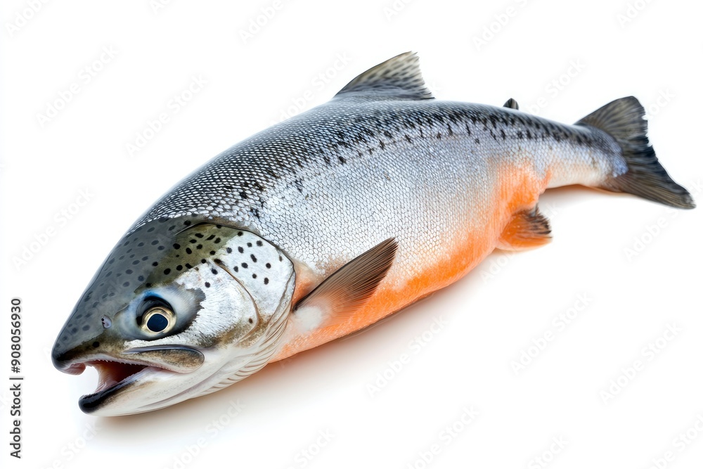 raw salmon, fish isolated on white background, full depth of field , ai raw salmon, fish isolated on white background, full depth of field , ai