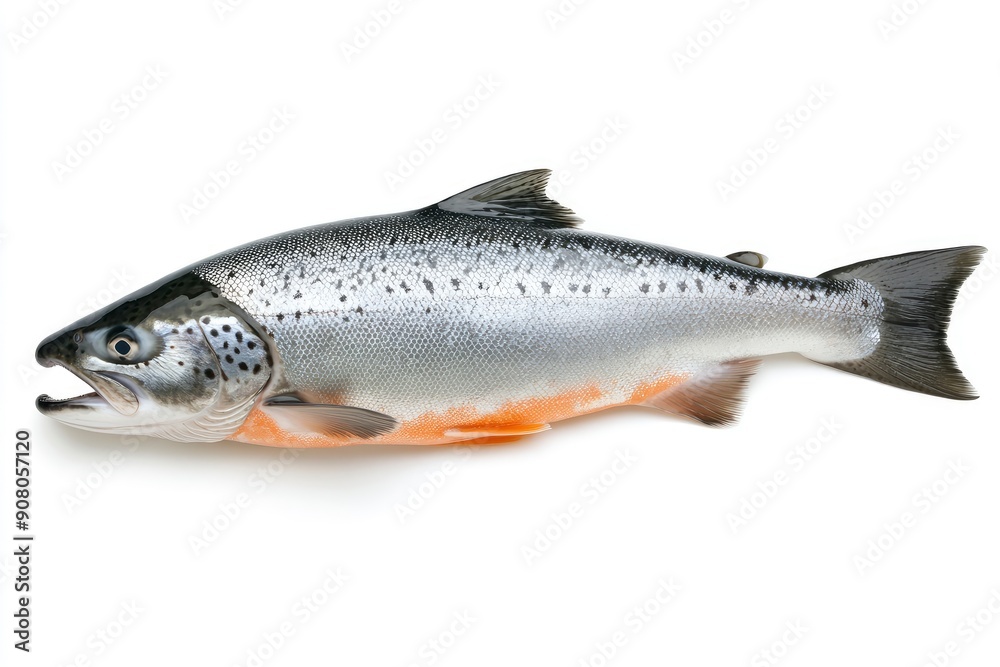 raw salmon, fish isolated on white background, full depth of field , ai raw salmon, fish isolated on white background, full depth of field , ai