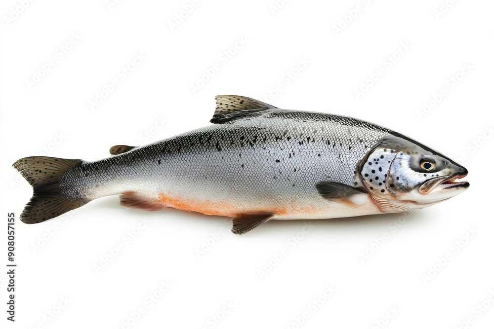 raw salmon, fish isolated on white background, full depth of field , ai raw salmon, fish isolated on white background, full depth of field , ai