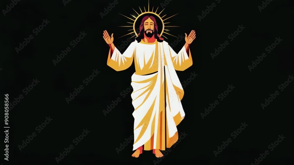 jesus christ face smiling with halo and rays of light cartoon style animation isolated. represent jesus love. ascention, ressurection, and transformation - 4k stock video footage AI jesus christ face smiling with halo and rays of light cartoon style animation isolated. represent jesus love. ascention, ressurection, and transformation - 4k stock video footage AI