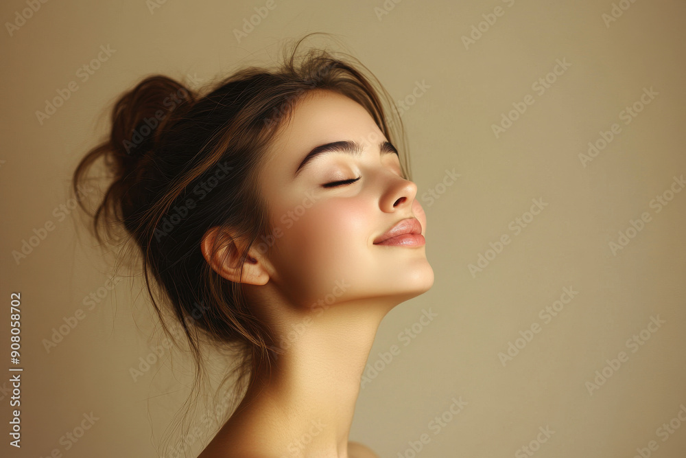 A close up of a girl's face with her eyes closed A close up of a girl's face with her eyes closed
