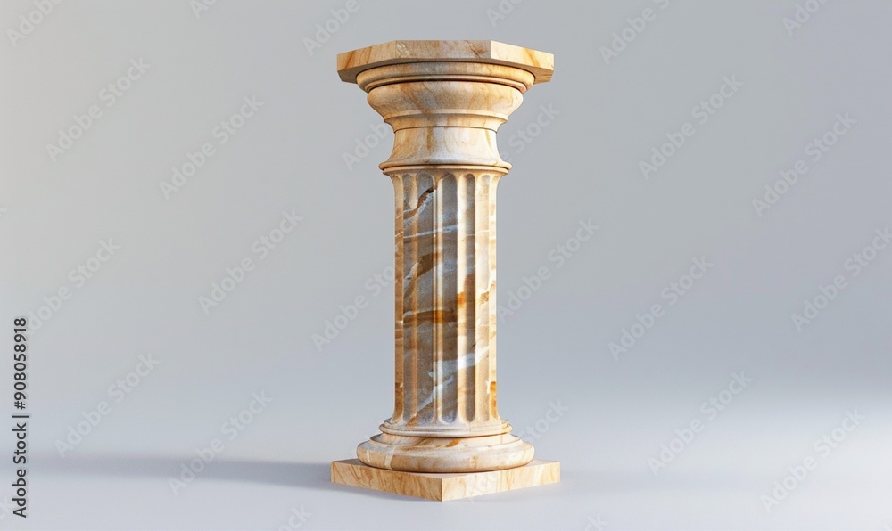 A classic marble pedestal featuring intricate fluted columns and an octagonal base, exuding elegance and timeless design. Ideal for displaying sculptures, awards, or decorative pieces A classic marble pedestal featuring intricate fluted columns and an octagonal base, exuding elegance and timeless design. Ideal for displaying sculptures, awards, or decorative pieces