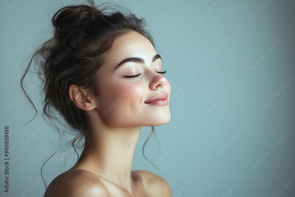 A close up of a girl's face with her eyes closed A close up of a girl's face with her eyes closed