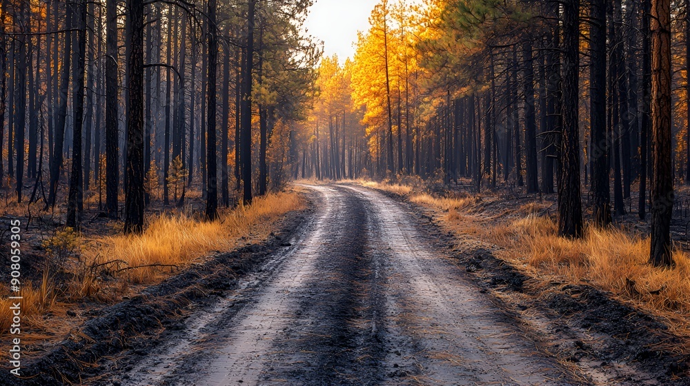 Forest Road After Fire. Forest Road After Fire.