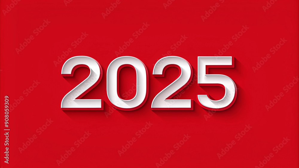Clean and simple Happy New Year 2025 image with the number 2025 on a red background. Clean and simple Happy New Year 2025 image with the number 2025 on a red background.
