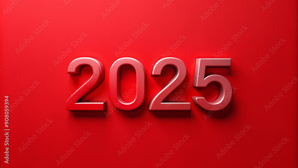 Red background with the number 2025 in clean minimalist style for Happy New Year 2025. Red background with the number 2025 in clean minimalist style for Happy New Year 2025.
